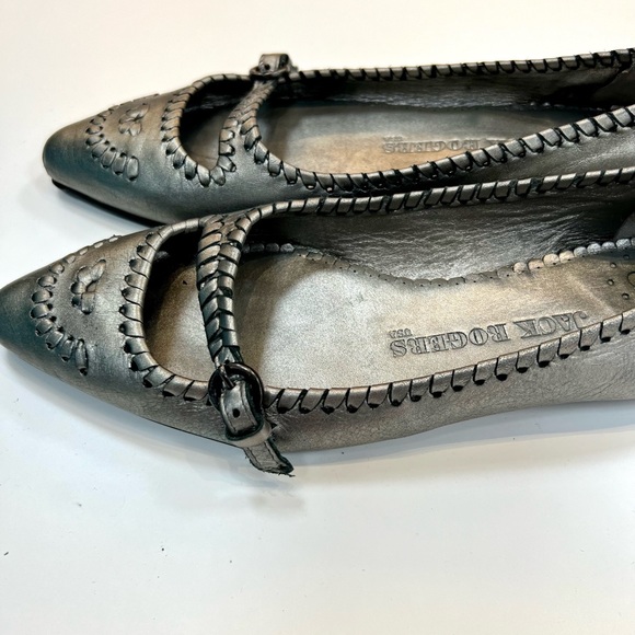 Jack Rogers Platinum Leather Pointed Toe Flats Sz 7 - Picture 4 of 9